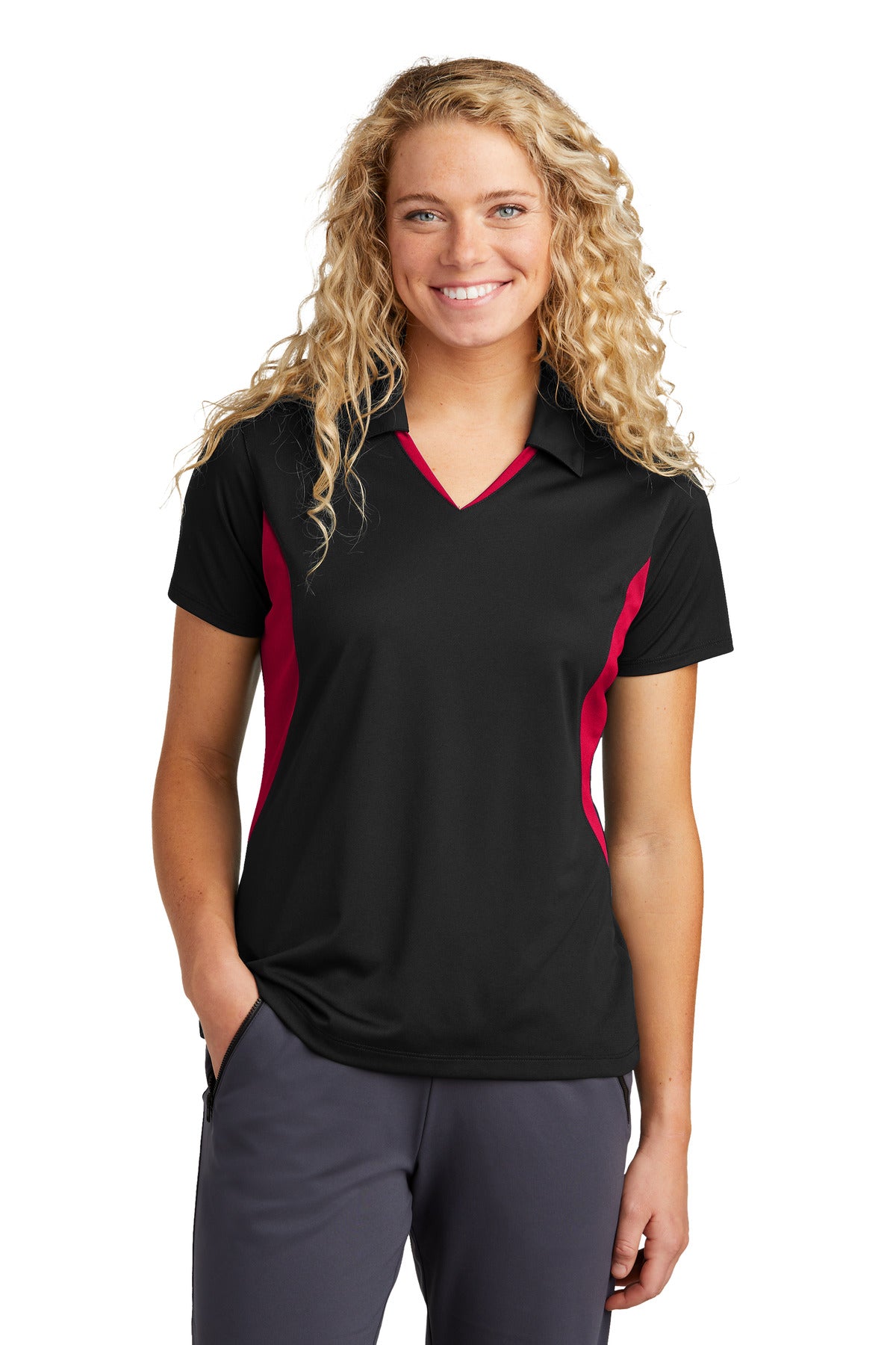 Sport-Tek ® Women's Side Blocked Micropique Sport-Wick ® Polo. LST655