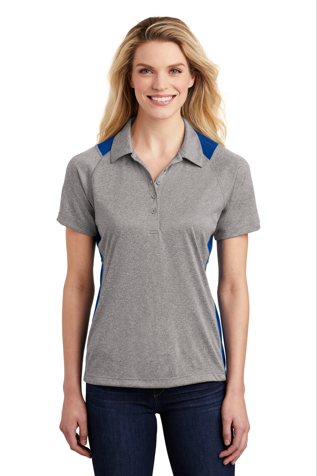Sport-Tek ® Women's Heather Colorblock Contender ™ Polo. LST665