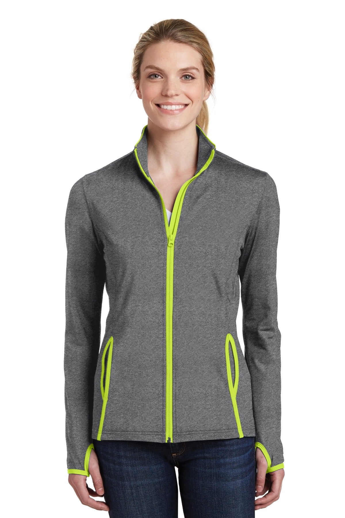 Sport-Tek ® Women's Sport-Wick ® Stretch Contrast Full-Zip Jacket. LST853