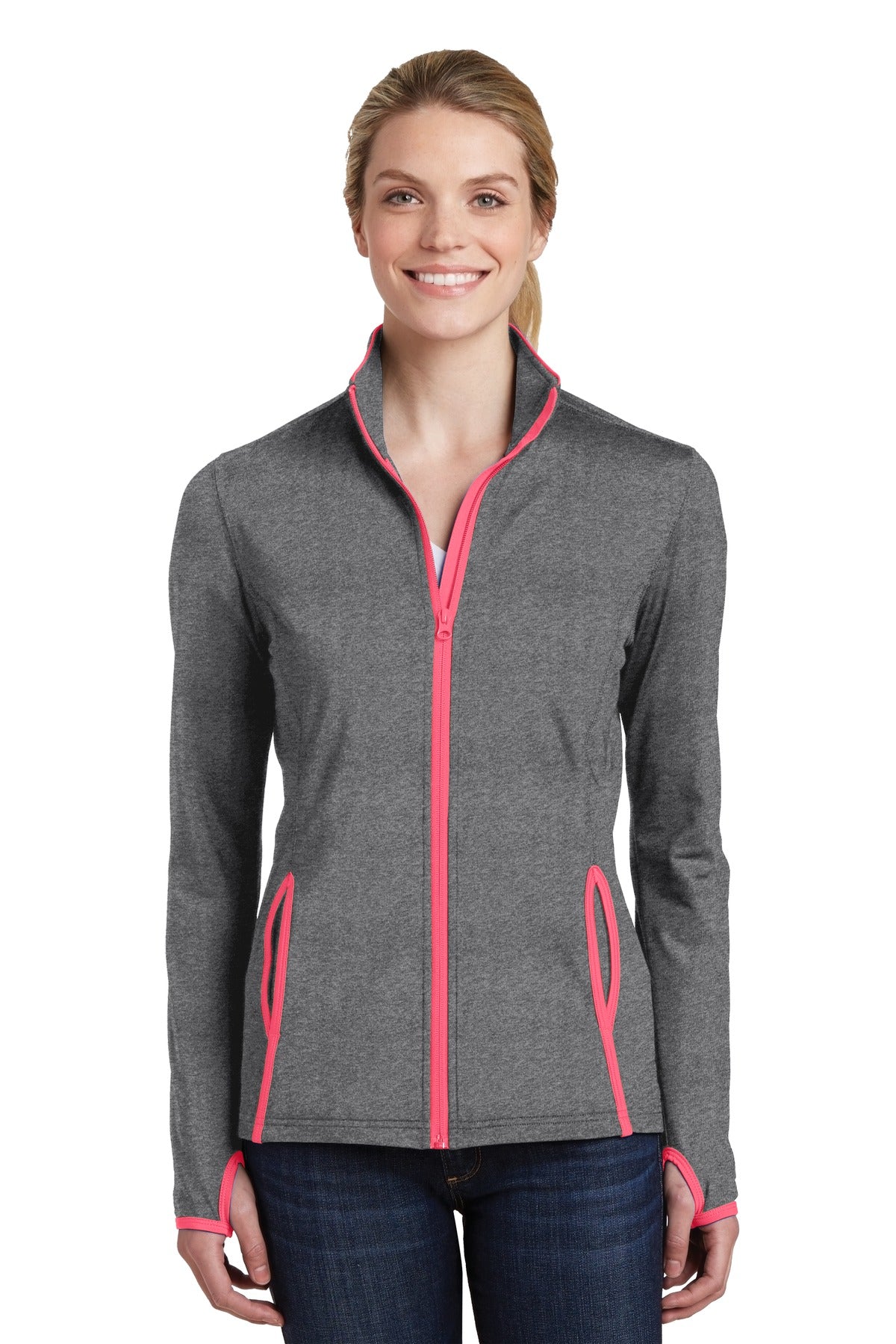 Sport-Tek ® Women's Sport-Wick ® Stretch Contrast Full-Zip Jacket. LST853